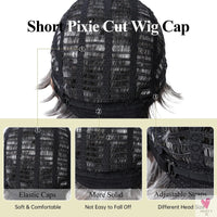 Short Pixie Cut Grey Human Hair Wig - 8 Inch Layered Fashion Blend Wig for Women, Daily Use Sweet T 52