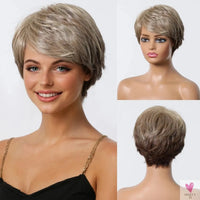 Short Pixie Cut Grey Human Hair Wig - 8 Inch Layered Fashion Blend Wig for Women, Daily Use Sweet T 52