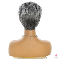Short Salt & Pepper, Pixie Cut,  Straight, Slightly Layered, Synthetic Wig for Women & Girls Sweet T 52