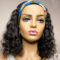 Short Water Wave Headband Wig, Human Hair Wigs For Women, Curly, Non Lace  Headband Wig Sweet T 52