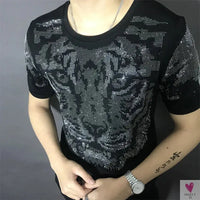 Silver Diamond Bling T-Shirt for Men & Boys. Clubbing Outfits, Short Sleeve Streetwear for Men-Shirts & tops-SWEET T 52