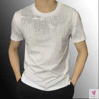 Silver Diamond Bling T-Shirt for Men & Boys. Clubbing Outfits, Short Sleeve Streetwear for Men-Shirts & tops-SWEET T 52