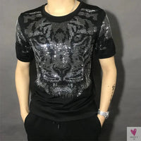 Silver Diamond Bling T-Shirt for Men & Boys. Clubbing Outfits, Short Sleeve Streetwear for Men-Shirts & tops-SWEET T 52