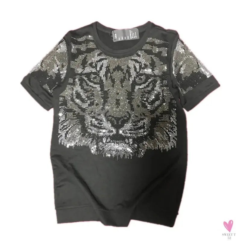 Silver Diamond Bling T-Shirt for Men & Boys. Clubbing Outfits, Short Sleeve Streetwear for Men-Shirts & tops-SWEET T 52