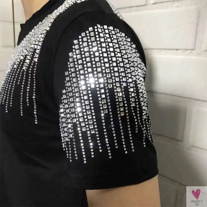 Silver Diamond Bling T-Shirt for Men & Boys. Clubbing Outfits, Short Sleeve Streetwear for Men-Shirts & tops-SWEET T 52
