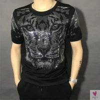 Silver Diamond Bling T-Shirt for Men & Boys. Clubbing Outfits, Short Sleeve Streetwear for Men-Shirts & tops-SWEET T 52