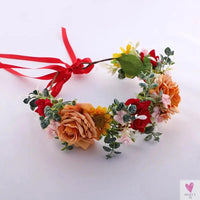 Simulated Flower Handmade Wreath Hair Hoop Headwear for Beach Vacation Photography Hair Accessories Sweet T 52