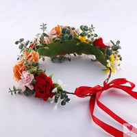 Simulated Flower Handmade Wreath Hair Hoop Headwear for Beach Vacation Photography Hair Accessories Sweet T 52