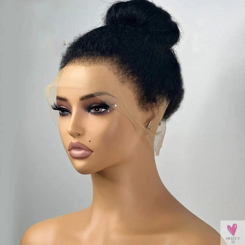 Soft Yaki, 180 Density, 26“ Long Kinky Straight Synthetic 13X4 Lace Frontal Wig For Women , Glueless, Preplucked Baby Hair Sweet T 52