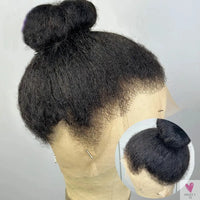 Soft Yaki, 180 Density, 26“ Long Kinky Straight Synthetic 13X4 Lace Frontal Wig For Women , Glueless, Preplucked Baby Hair Sweet T 52