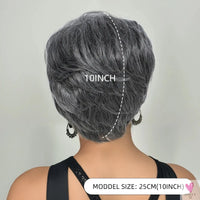 Synthetic 10-Inch Short Grey Mix, Glue Free Wig - Durable High Quality Wig with Rose Hair Net Sweet T 52