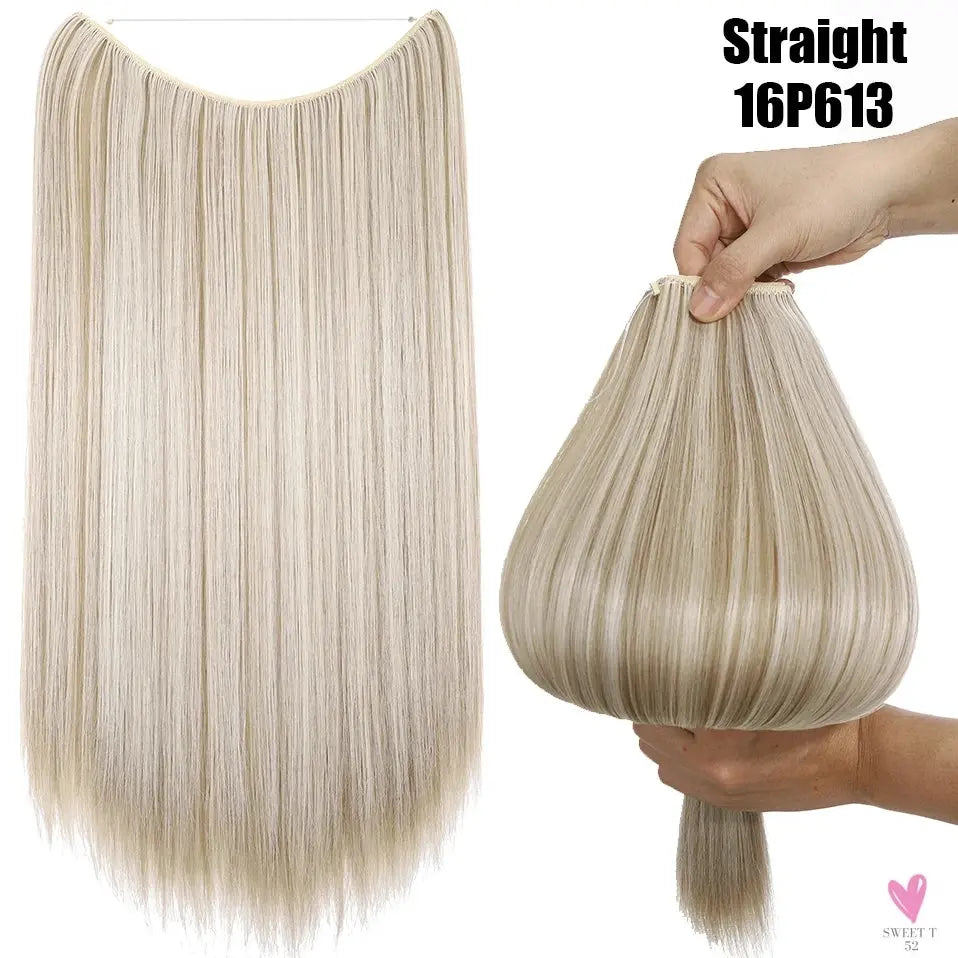 Synthetic 20 Inch Invisible Wire, No Clip-In, Hair Extensions, Fish Line Hairpieces/Hair Extensions Fake Hair For Women SWEET T 52