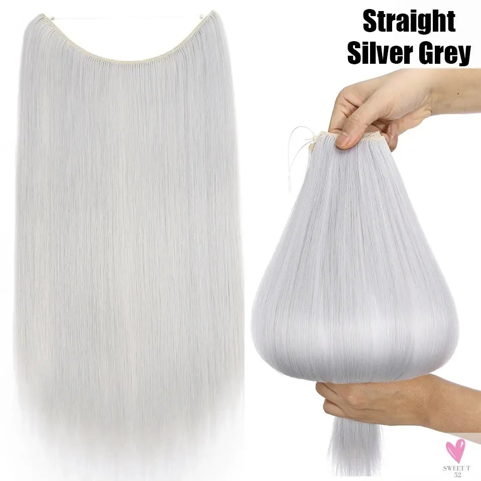 Synthetic 20 Inch Invisible Wire, No Clip-In, Hair Extensions, Fish Line Hairpieces/Hair Extensions Fake Hair For Women SWEET T 52