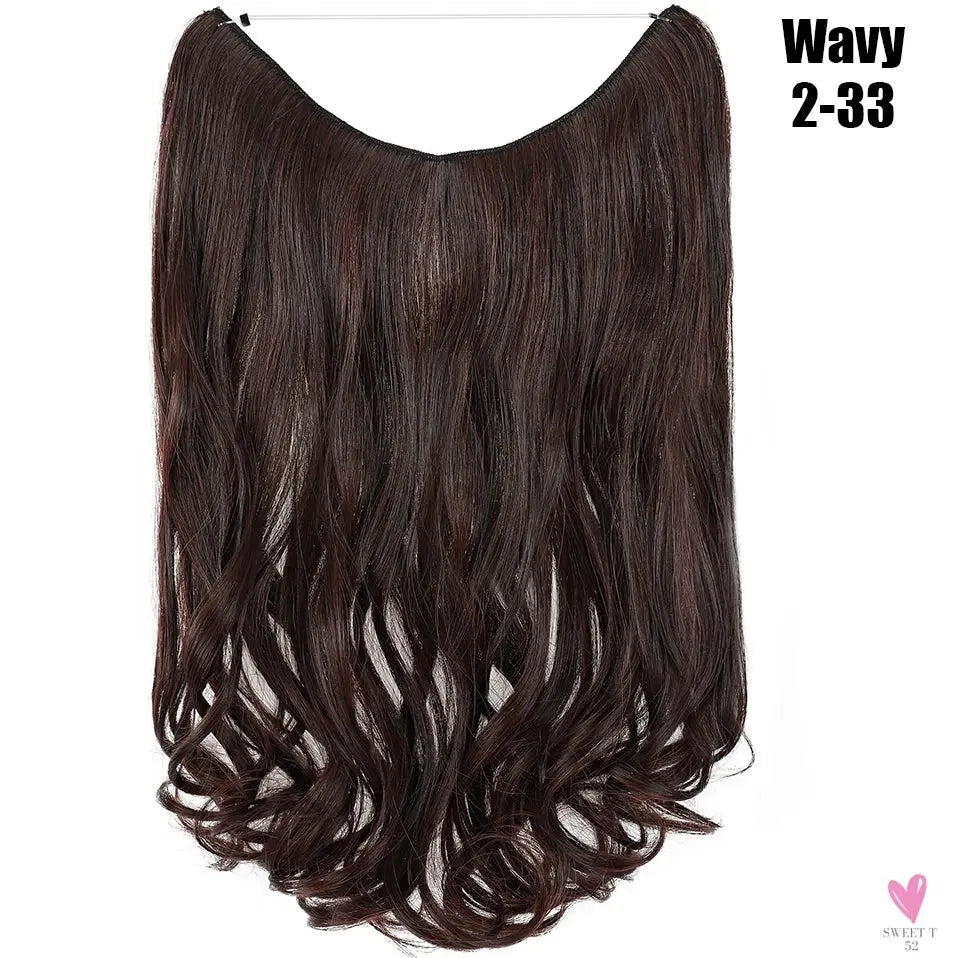 Synthetic 20 Inch Invisible Wire, No Clip-In, Hair Extensions, Fish Line Hairpieces/Hair Extensions Fake Hair For Women SWEET T 52