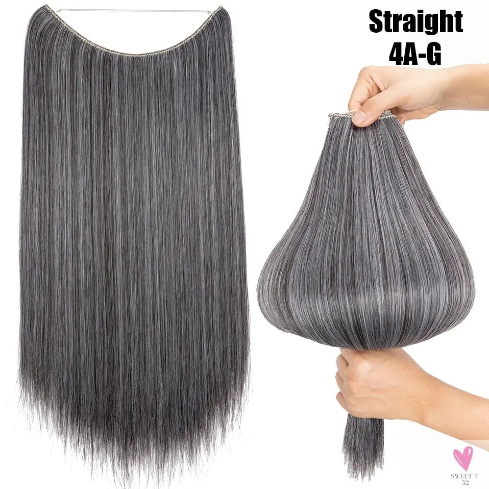 Synthetic 20 Inch Invisible Wire, No Clip-In, Hair Extensions, Fish Line Hairpieces/Hair Extensions Fake Hair For Women SWEET T 52