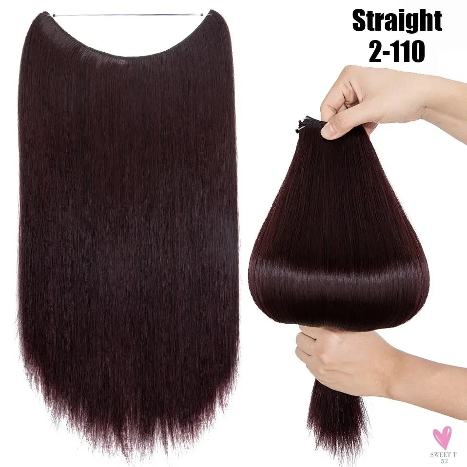 Synthetic 20 Inch Invisible Wire, No Clip-In, Hair Extensions, Fish Line Hairpieces/Hair Extensions Fake Hair For Women SWEET T 52