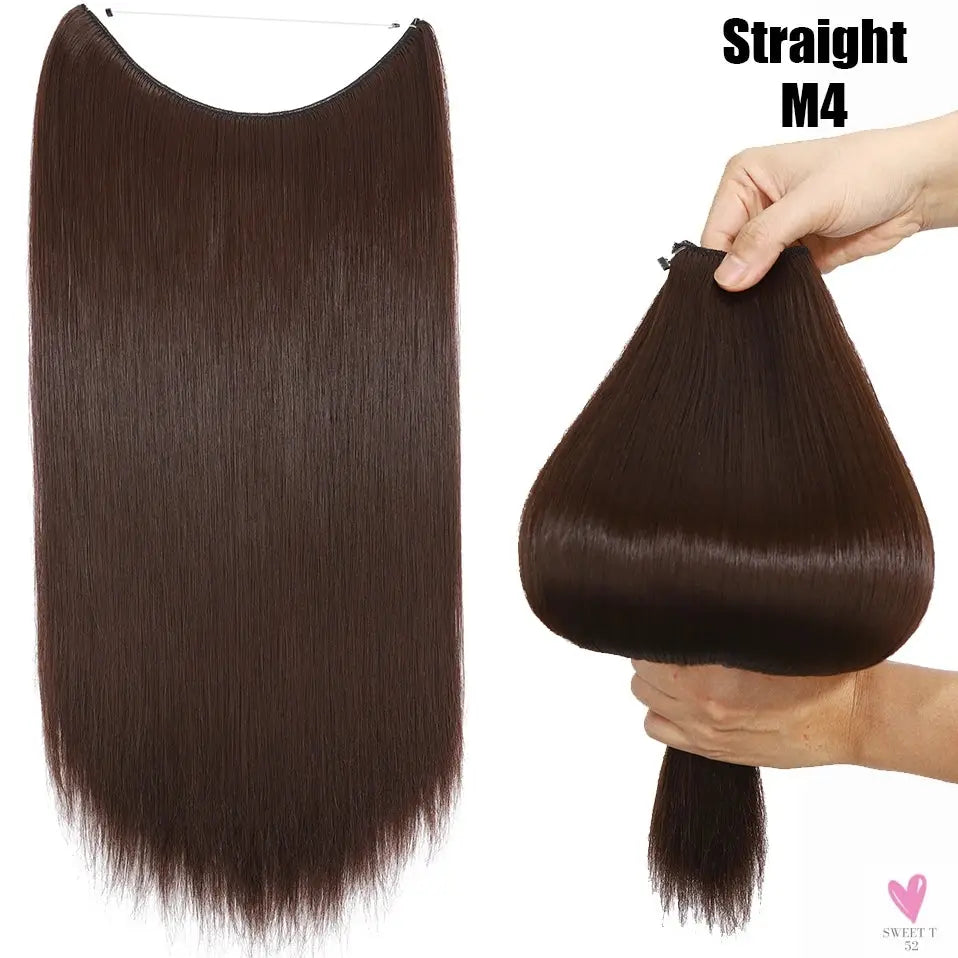 Synthetic 20 Inch Invisible Wire, No Clip-In, Hair Extensions, Fish Line Hairpieces/Hair Extensions Fake Hair For Women SWEET T 52