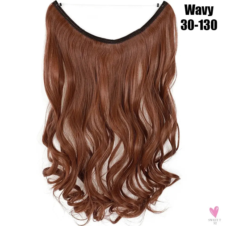 Synthetic 20 Inch Invisible Wire, No Clip-In, Hair Extensions, Fish Line Hairpieces/Hair Extensions Fake Hair For Women SWEET T 52
