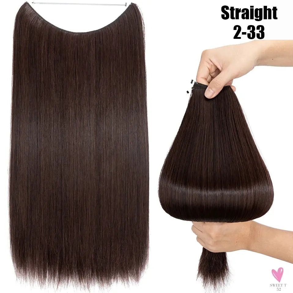 Synthetic 20 Inch Invisible Wire, No Clip-In, Hair Extensions, Fish Line Hairpieces/Hair Extensions Fake Hair For Women SWEET T 52