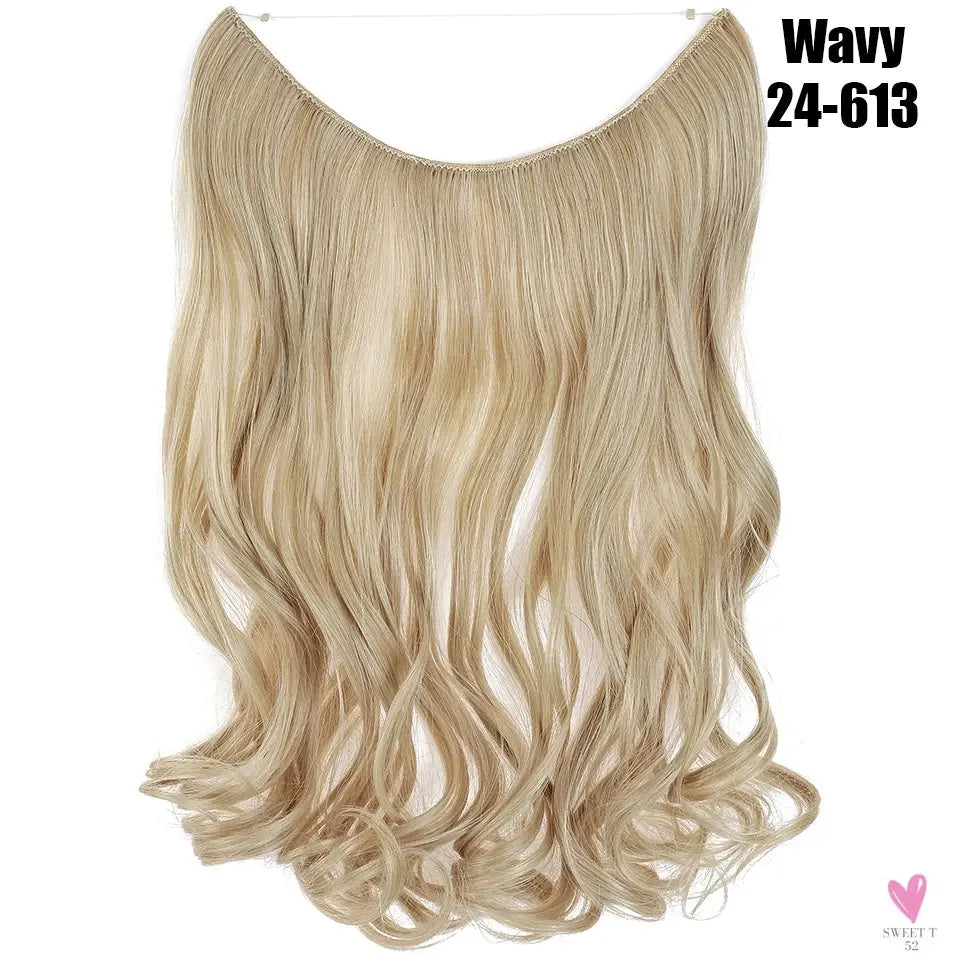 Synthetic 20 Inch Invisible Wire, No Clip-In, Hair Extensions, Fish Line Hairpieces/Hair Extensions Fake Hair For Women SWEET T 52