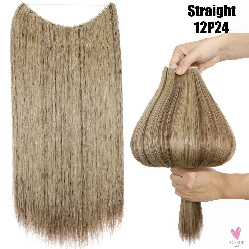 Synthetic 20 Inch Invisible Wire, No Clip-In, Hair Extensions, Fish Line Hairpieces/Hair Extensions Fake Hair For Women SWEET T 52