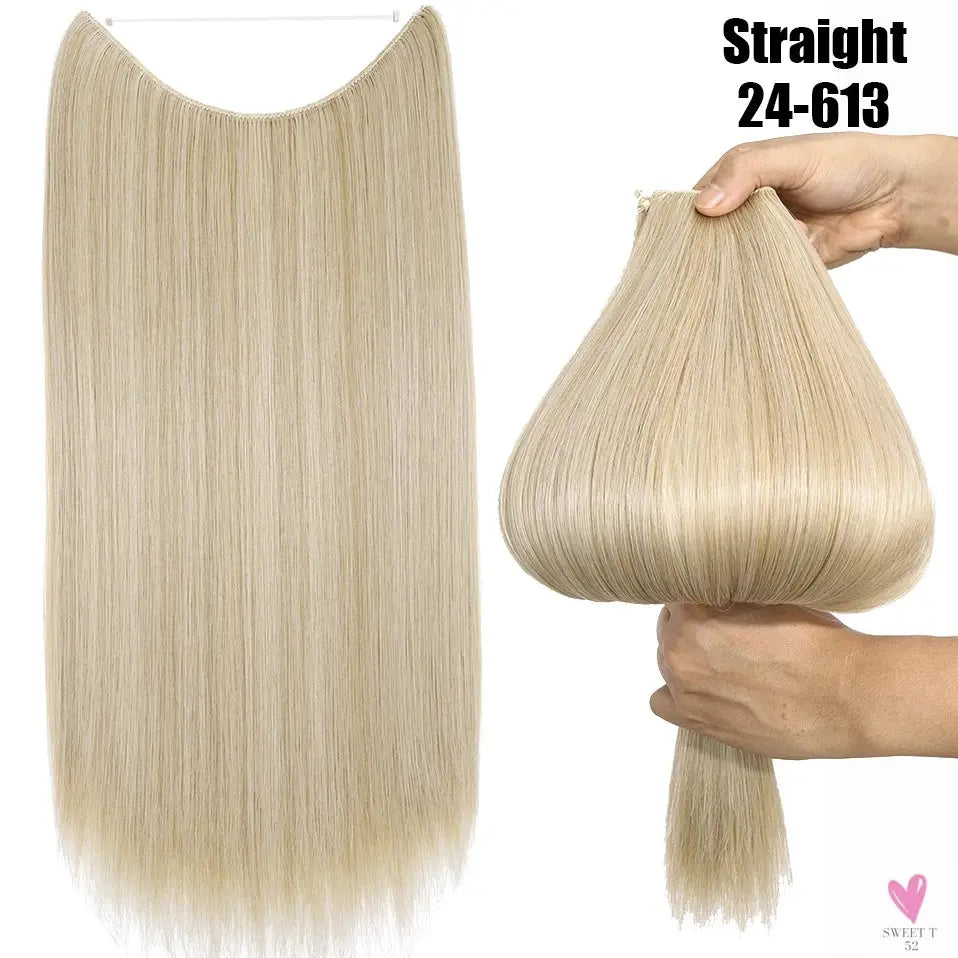 Synthetic 20 Inch Invisible Wire, No Clip-In, Hair Extensions, Fish Line Hairpieces/Hair Extensions Fake Hair For Women SWEET T 52