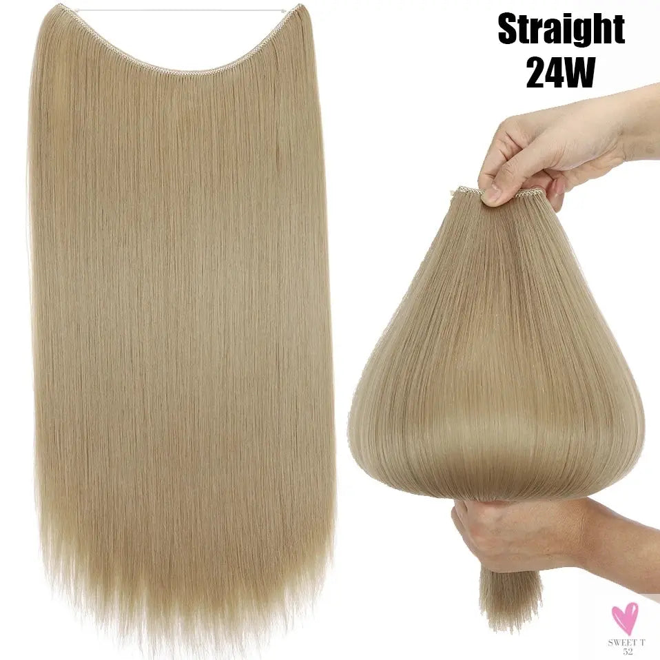 Synthetic 20 Inch Invisible Wire, No Clip-In, Hair Extensions, Fish Line Hairpieces/Hair Extensions Fake Hair For Women SWEET T 52