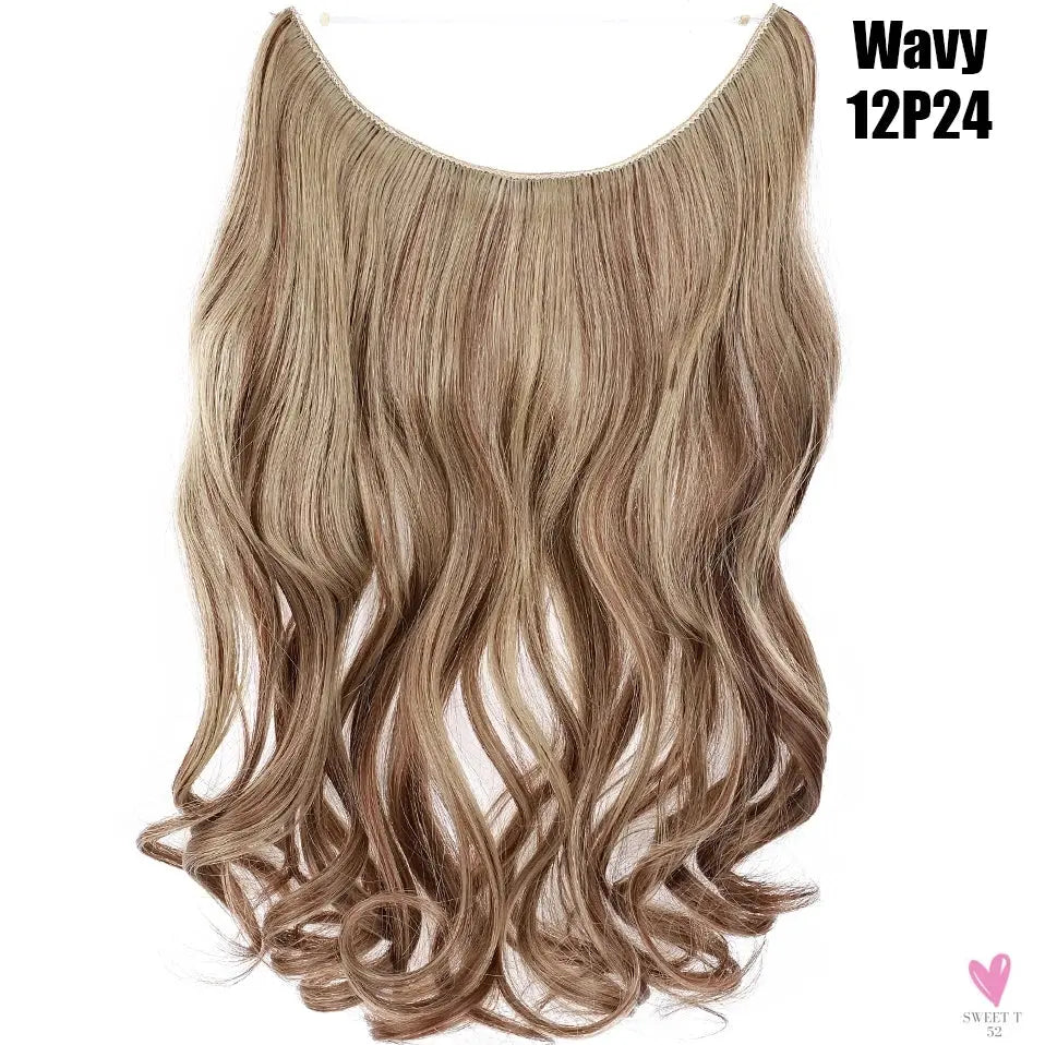 Synthetic 20 Inch Invisible Wire, No Clip-In, Hair Extensions, Fish Line Hairpieces/Hair Extensions Fake Hair For Women SWEET T 52