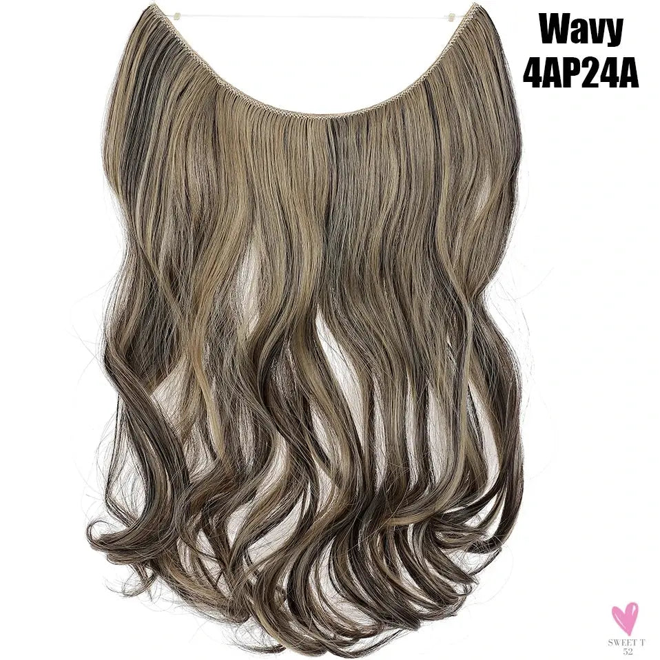 Synthetic 20 Inch Invisible Wire, No Clip-In, Hair Extensions, Fish Line Hairpieces/Hair Extensions Fake Hair For Women SWEET T 52