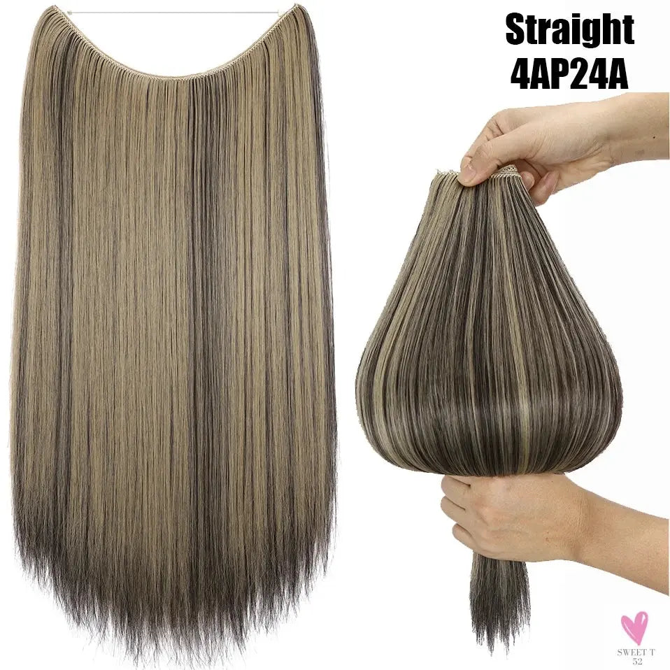 Synthetic 20 Inch Invisible Wire, No Clip-In, Hair Extensions, Fish Line Hairpieces/Hair Extensions Fake Hair For Women SWEET T 52