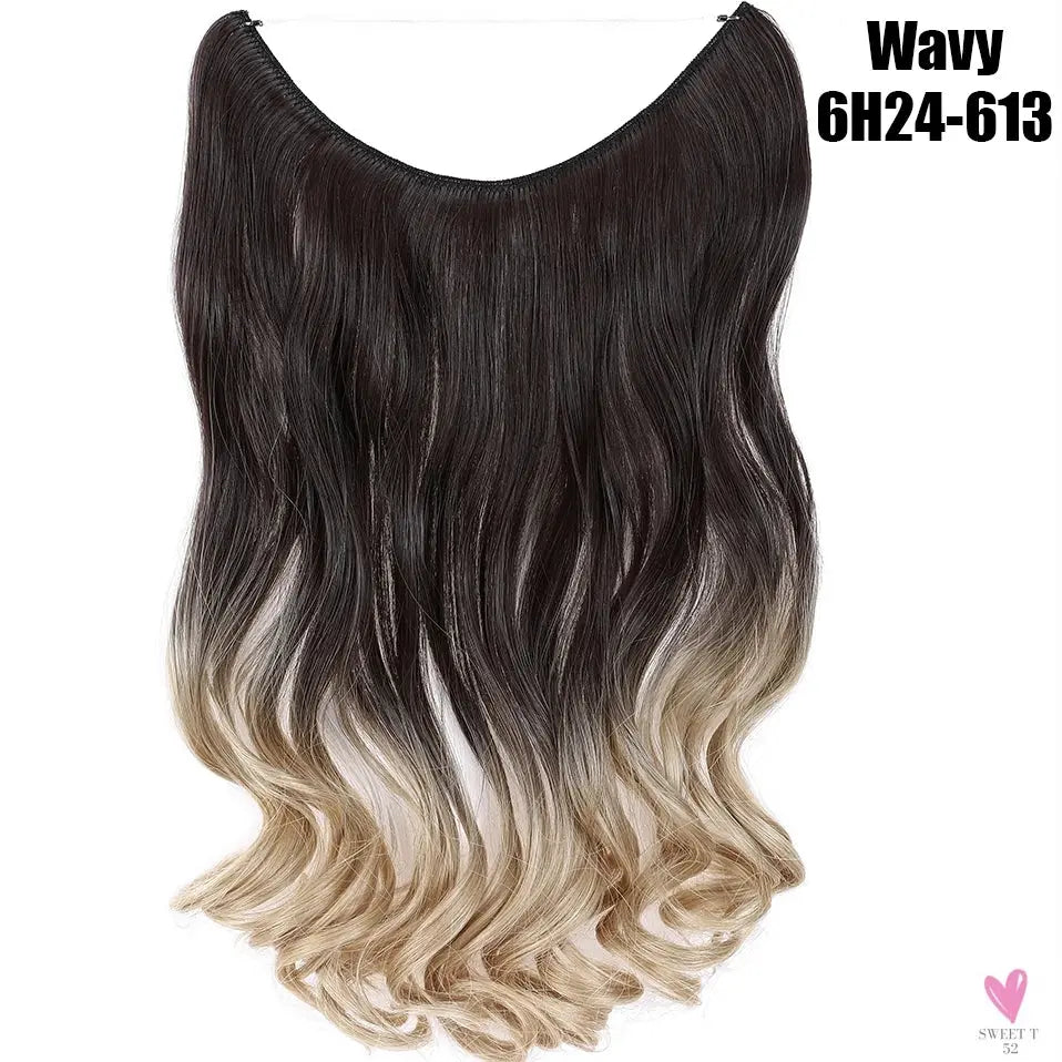 Synthetic 20 Inch Invisible Wire, No Clip-In, Hair Extensions, Fish Line Hairpieces/Hair Extensions Fake Hair For Women SWEET T 52