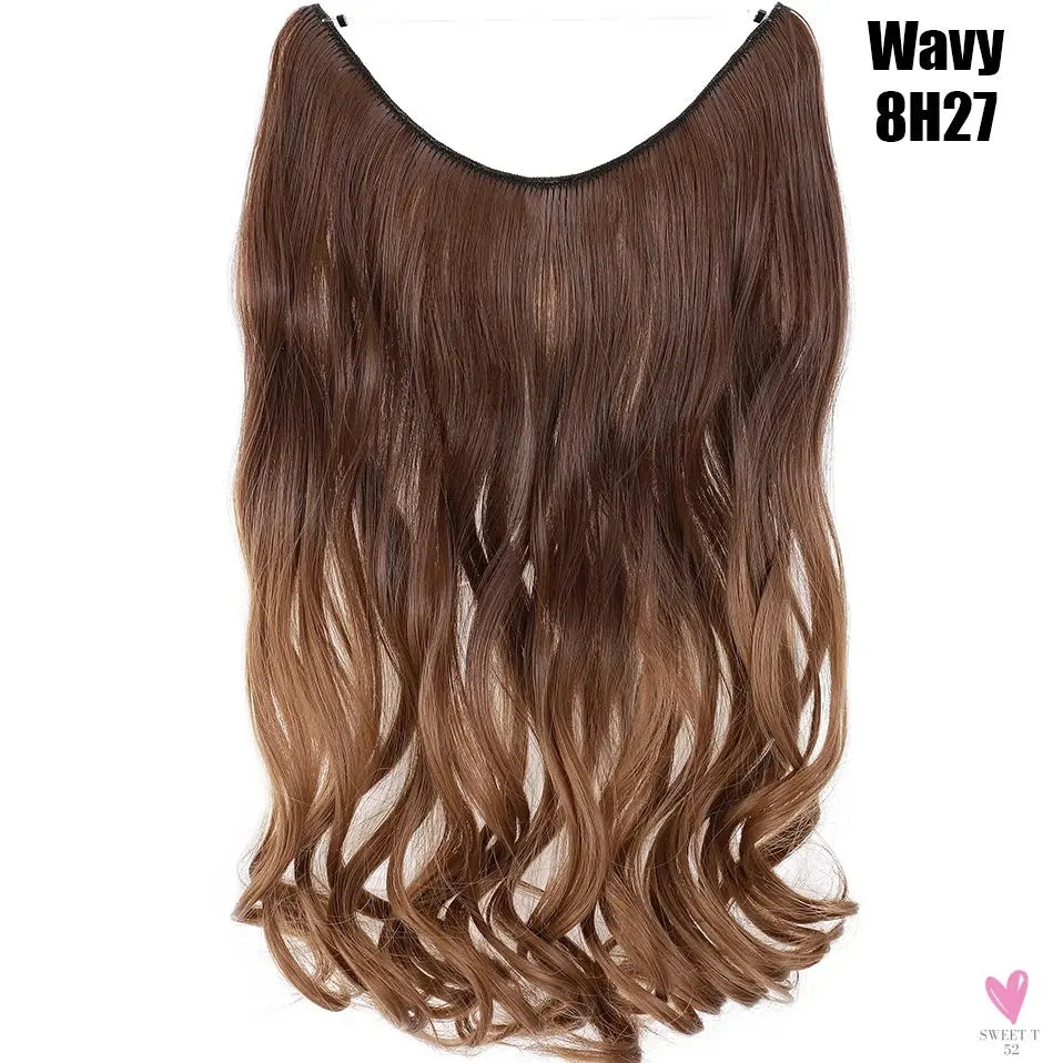 Synthetic 20 Inch Invisible Wire, No Clip-In, Hair Extensions, Fish Line Hairpieces/Hair Extensions Fake Hair For Women SWEET T 52