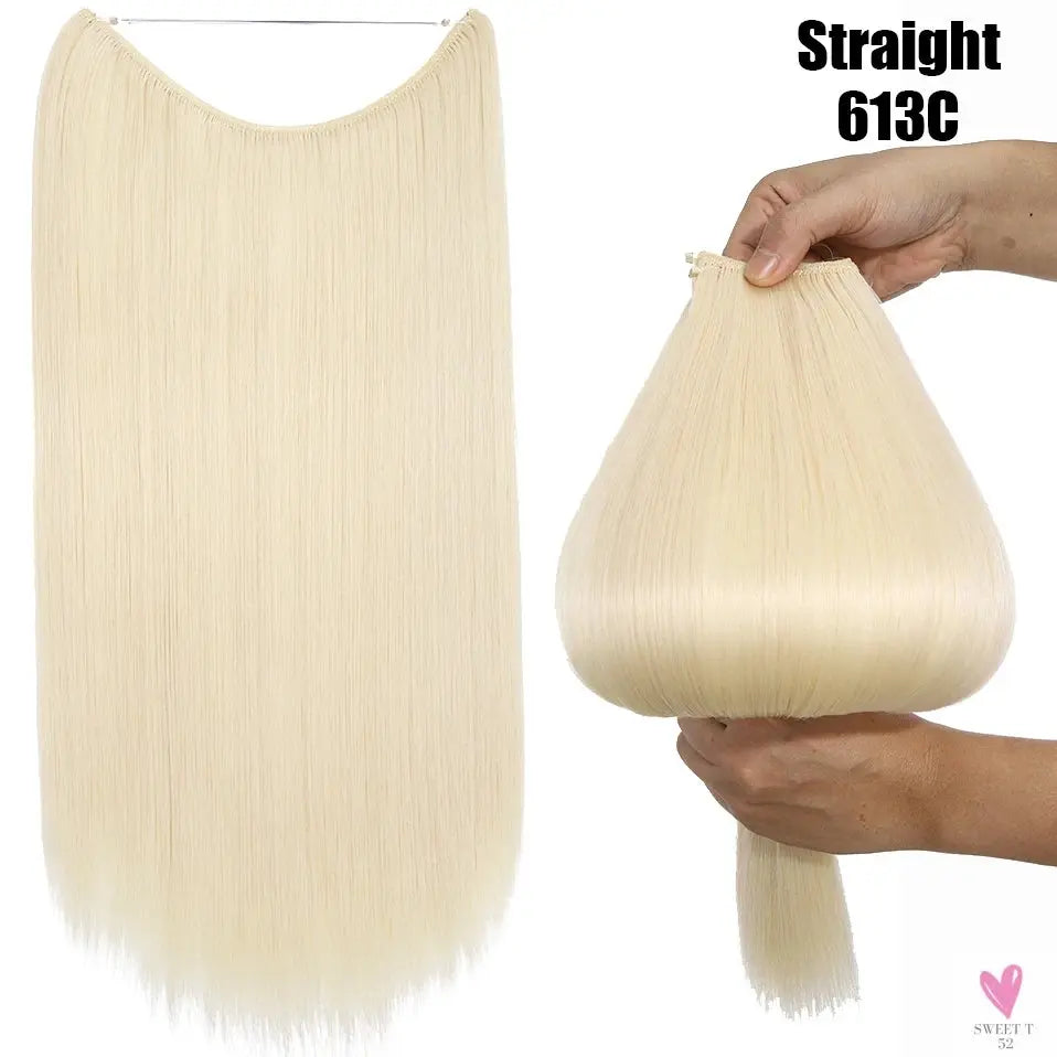 Synthetic 20 Inch Invisible Wire, No Clip-In, Hair Extensions, Fish Line Hairpieces/Hair Extensions Fake Hair For Women SWEET T 52