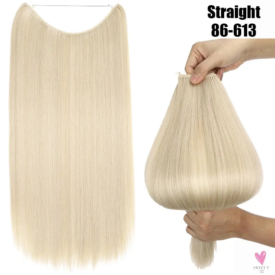 Synthetic 20 Inch Invisible Wire, No Clip-In, Hair Extensions, Fish Line Hairpieces/Hair Extensions Fake Hair For Women SWEET T 52