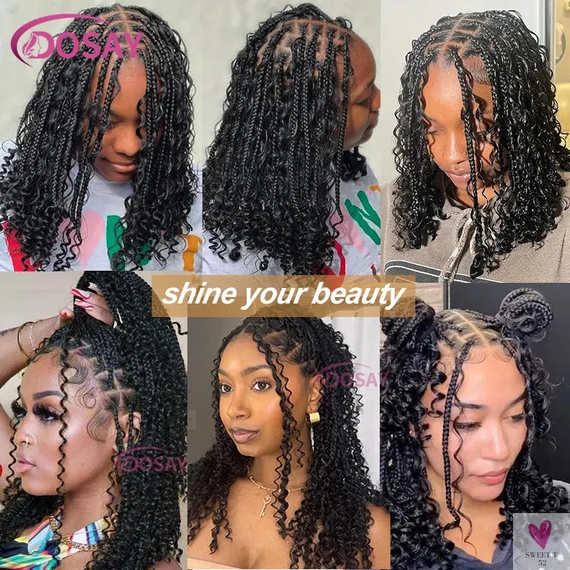 Synthetic Curly Wigs for Women, Short Bob, 360 Full Lace Braided Wigs, Pre-Plucked Baby Hair Sweet T 52