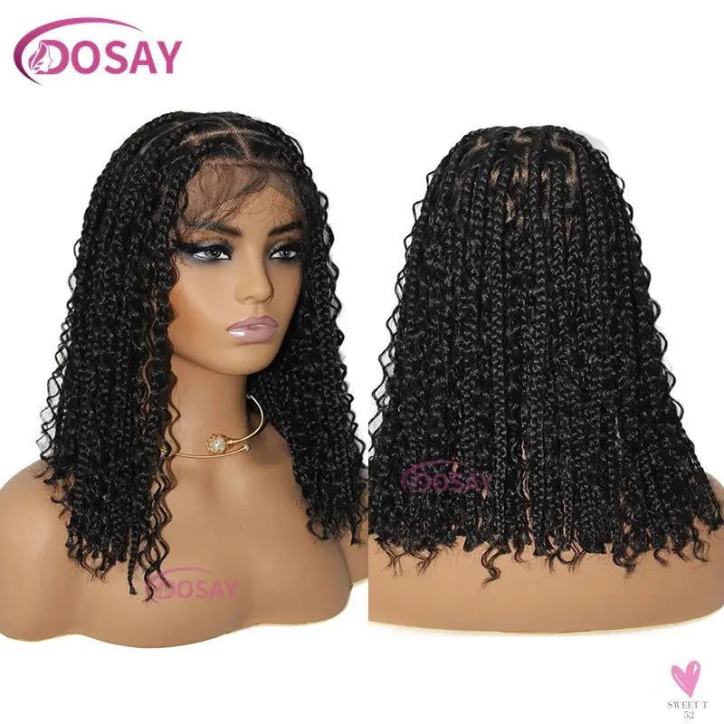 Synthetic Curly Wigs for Women, Short Bob, 360 Full Lace Braided Wigs, Pre-Plucked Baby Hair Sweet T 52
