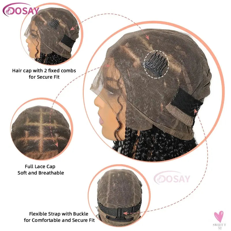 Synthetic Curly Wigs for Women, Short Bob, 360 Full Lace Braided Wigs, Pre-Plucked Baby Hair Sweet T 52