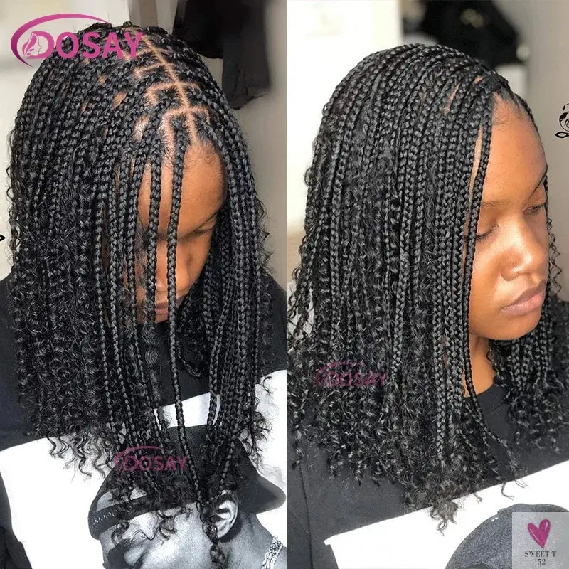 Synthetic Curly Wigs for Women, Short Bob, 360 Full Lace Braided Wigs, Pre-Plucked Baby Hair Sweet T 52