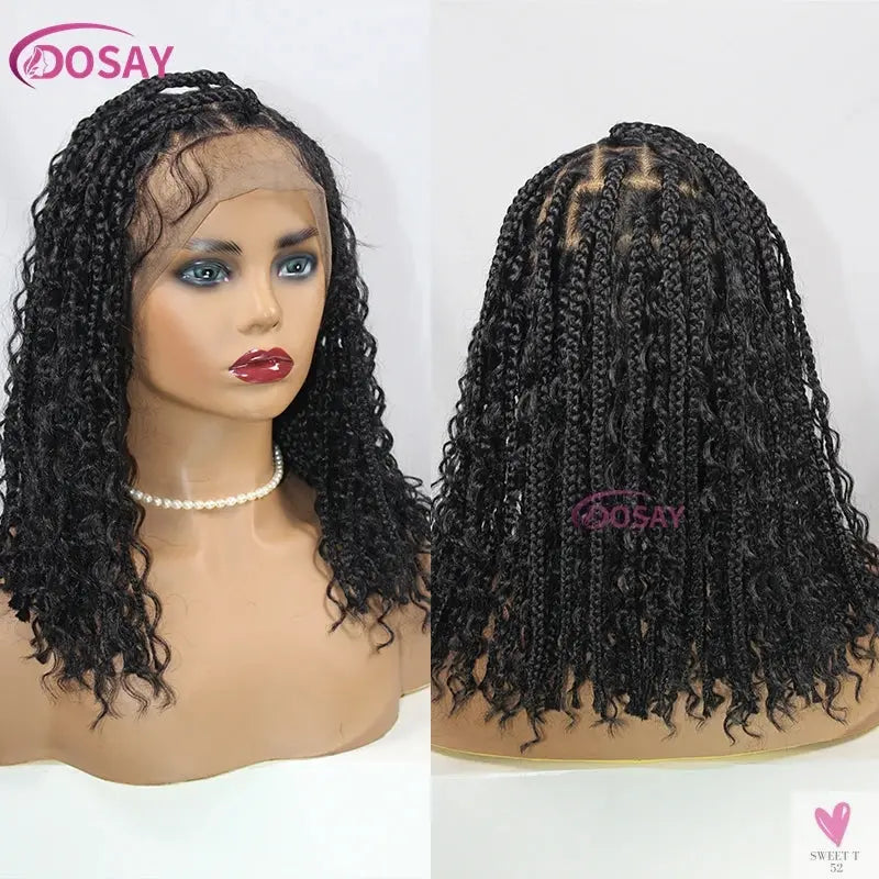 Synthetic Curly Wigs for Women, Short Bob, 360 Full Lace Braided Wigs, Pre-Plucked Baby Hair Sweet T 52