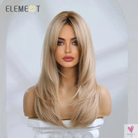 Synthetic Fiber Wigs for Women & Girls, Long Straight Wavy Brown Blonde Wigs with Bangs, Heat Resistant-hair accessories-SWEET T 52