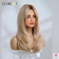 Synthetic Fiber Wigs for Women & Girls, Long Straight Wavy Brown Blonde Wigs with Bangs, Heat Resistant-hair accessories-SWEET T 52