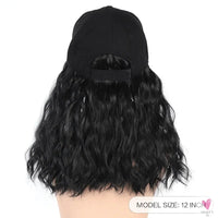 Synthetic Hat Wig for Women, Wig Cap with Curly Hair Extensions. Hat with Wavy Hair, Adjustable Baseball Hat Wig Sweet T 52