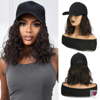 Synthetic Hat Wig for Women, Wig Cap with Curly Hair Extensions. Hat with Wavy Hair, Adjustable Baseball Hat Wig Sweet T 52