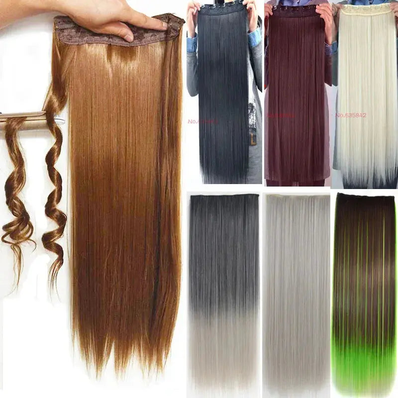 Synthetic Straight Hair 5-Clips, Clip in, One Piece Hair Extensions for Women and Girls - Hairpieces-hair accessories-SWEET T 52