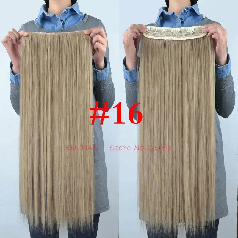 Synthetic Straight Hair 5-Clips, Clip in, One Piece Hair Extensions for Women and Girls - Hairpieces-hair accessories-SWEET T 52