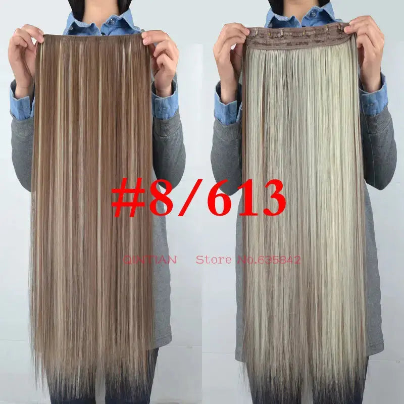 Synthetic Straight Hair 5-Clips, Clip in, One Piece Hair Extensions for Women and Girls - Hairpieces-hair accessories-SWEET T 52