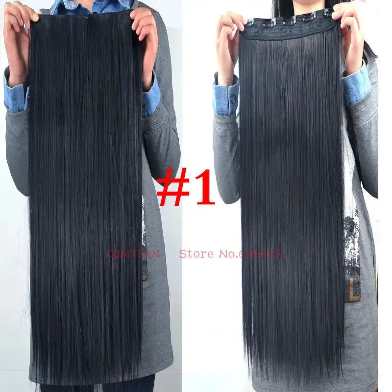 Synthetic Straight Hair 5-Clips, Clip in, One Piece Hair Extensions for Women and Girls - Hairpieces-hair accessories-SWEET T 52