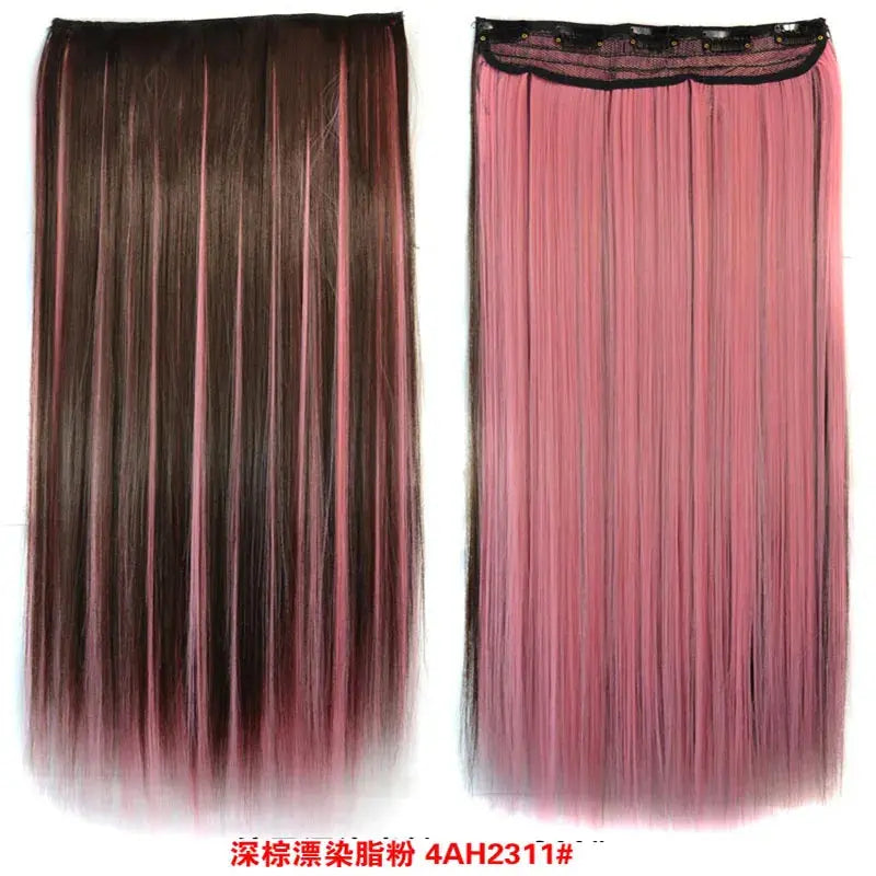 Synthetic Straight Hair 5-Clips, Clip in, One Piece Hair Extensions for Women and Girls - Hairpieces-hair accessories-SWEET T 52