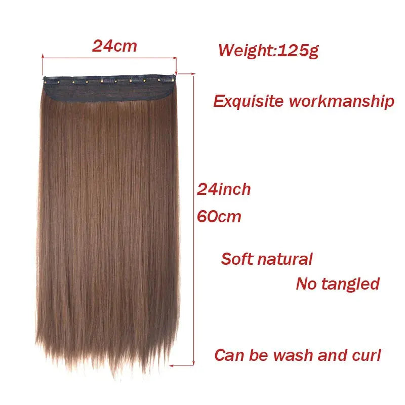 Synthetic Straight Hair 5-Clips, Clip in, One Piece Hair Extensions for Women and Girls - Hairpieces-hair accessories-SWEET T 52