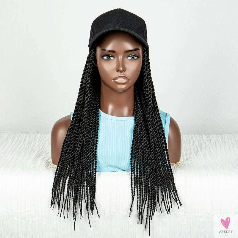 Synthetic Twist Braid Extensions with Baseball Cap. Machine Made Braided Hair Extensions, Passion Twists Sweet T 52
